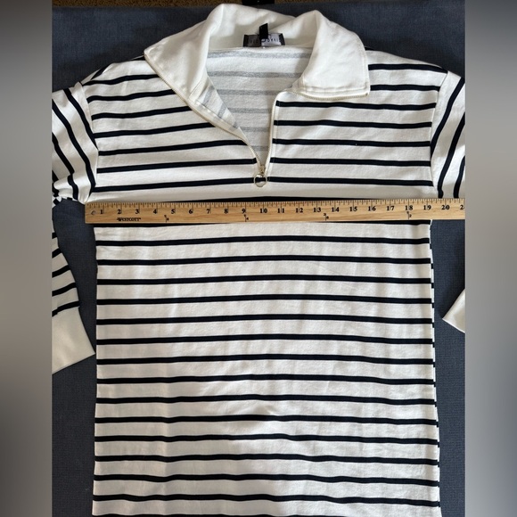 Fred David Womens Black White Striped Long Sleeve Knee Length Sweater Dress PS - Picture 8 of 8